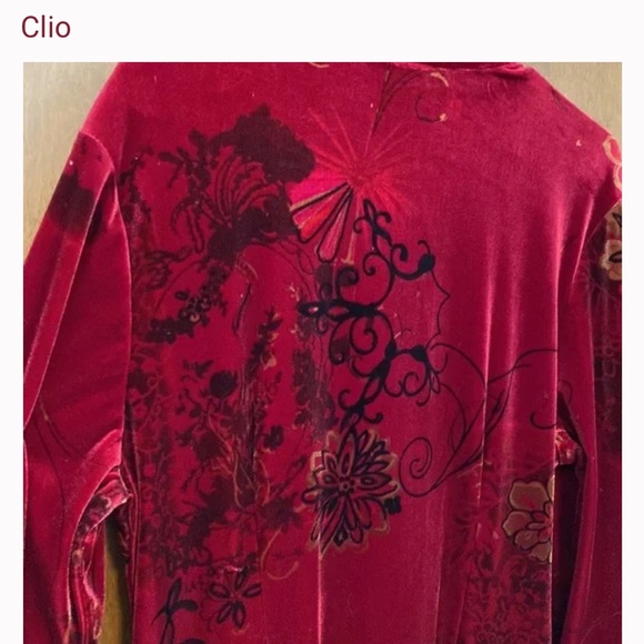 VINTAGE Clio Asian-inspired jacket.Velour  w/black&gold floral High slits sides - Picture 4 of 8